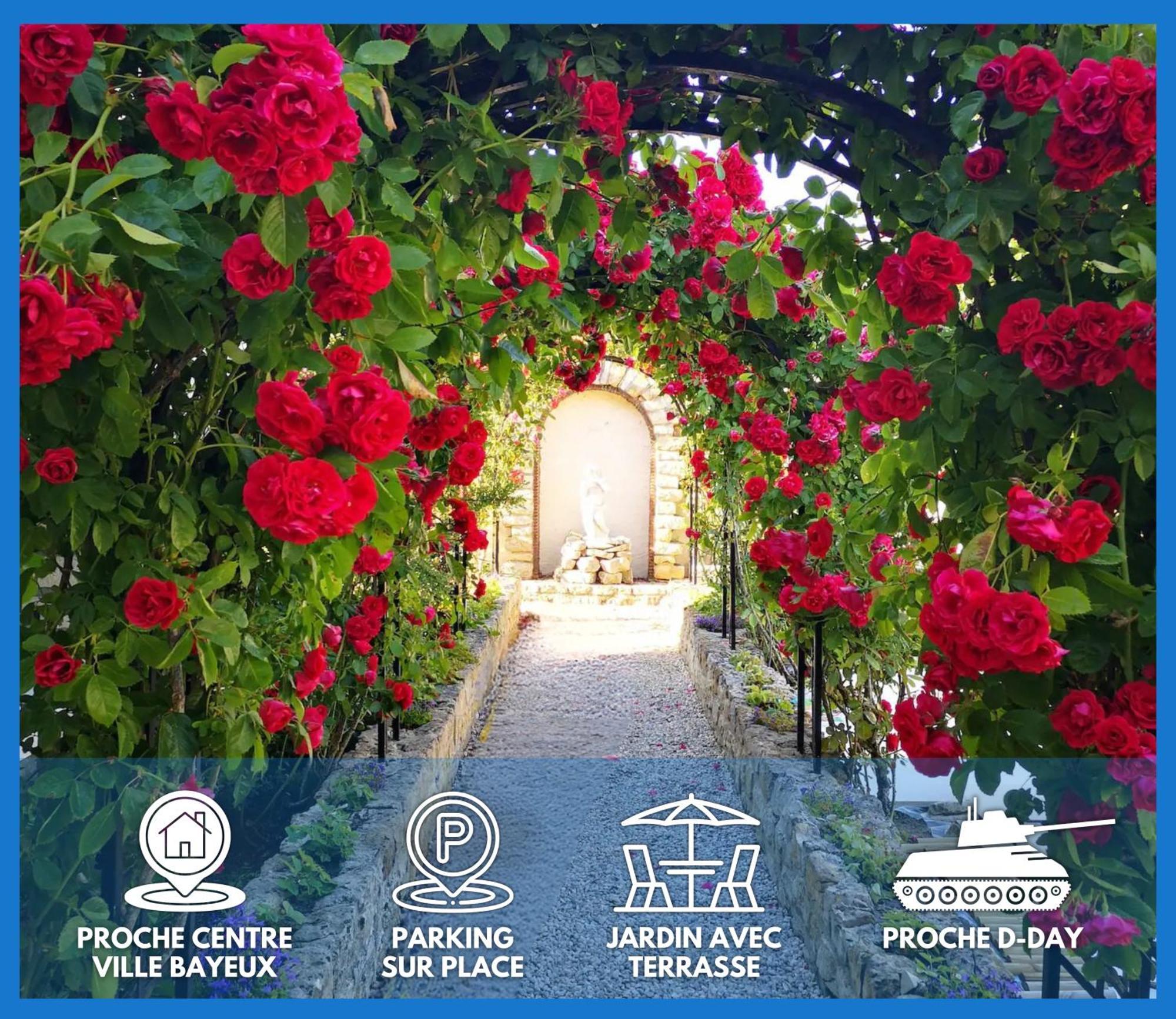 La Roseliere Maison Plain Pied Confortable Belle Decoration Jardin Magnifique 10 Mn A Pied Centre Ville Bayeux Proche Plages Du Debarquement Bagian luar foto